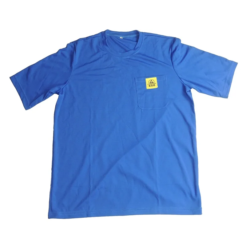 Антистатические Рабочие Комбинезоны лабораторное пальто хлопок рубашка Поло рубашка безопасности защитный костюм специальная одежда - Цвет: CR0112PS polyes blue