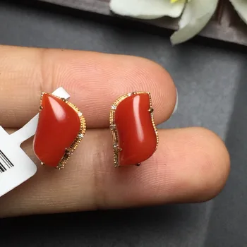 

Fine Jewelry Real 18k Rose Gold AU750 100% Nature Italy Origin unique precious Coral Female Earrings Fine Gift women earring