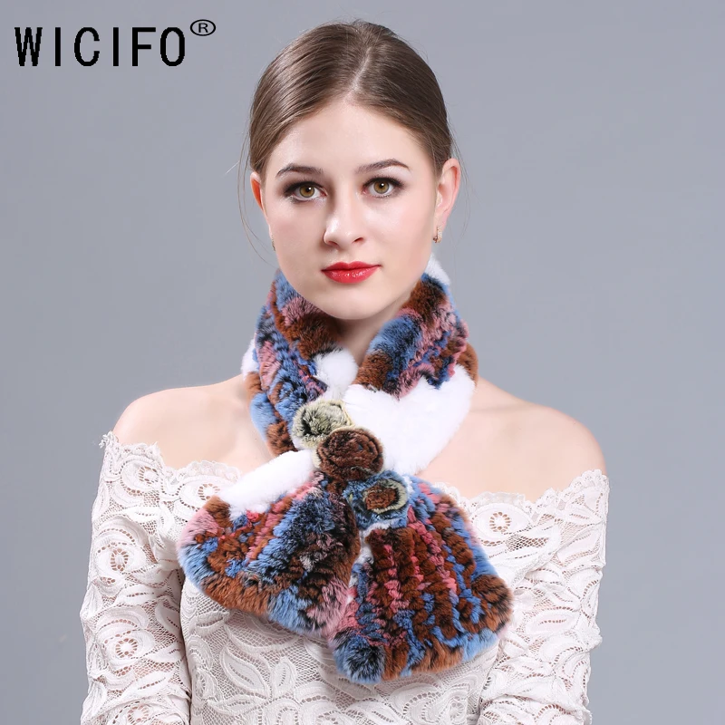 

Wucifo 2019 Womens Winter fashion natrual real rex rabbit fur ring scarf lady warm scarves real fur scarf for women