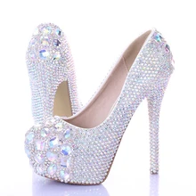 New arrival luxury princess slipper AB rhinestone wedding shoes high heels platform shoes women’s wedding shoes