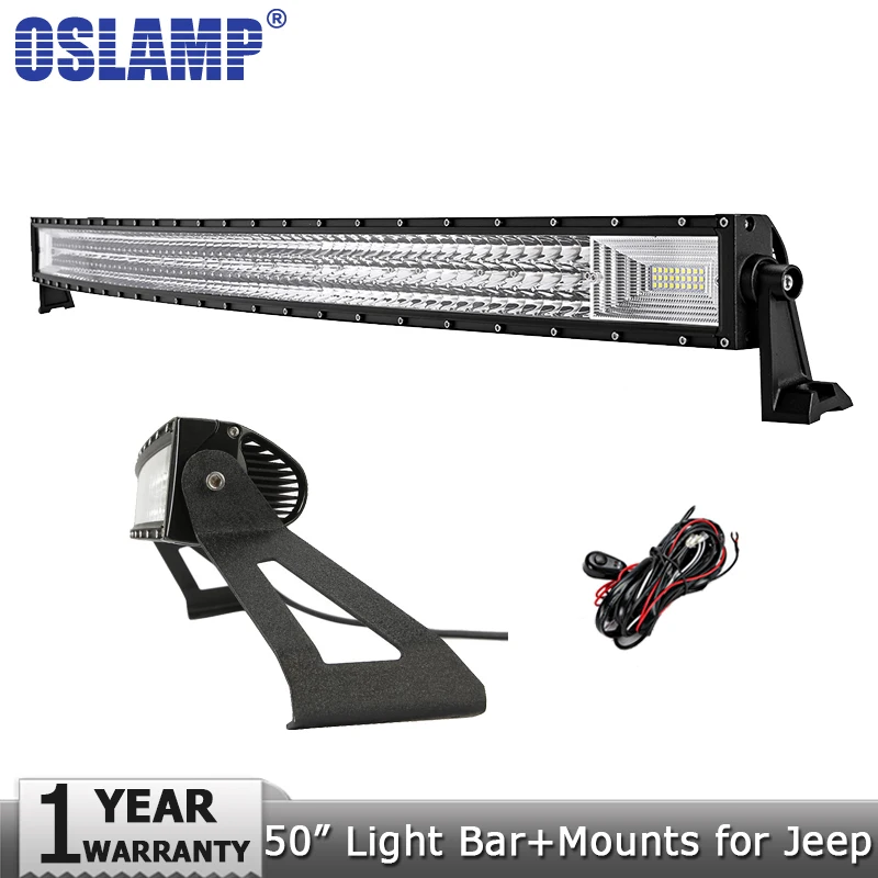 

Oslamp 3-Row 50inch 702W Curved LED Light Bar Offroad Combo Led Work Light Bar+Mounting Brackets for Jeep Cherokee XJ 1984-2001