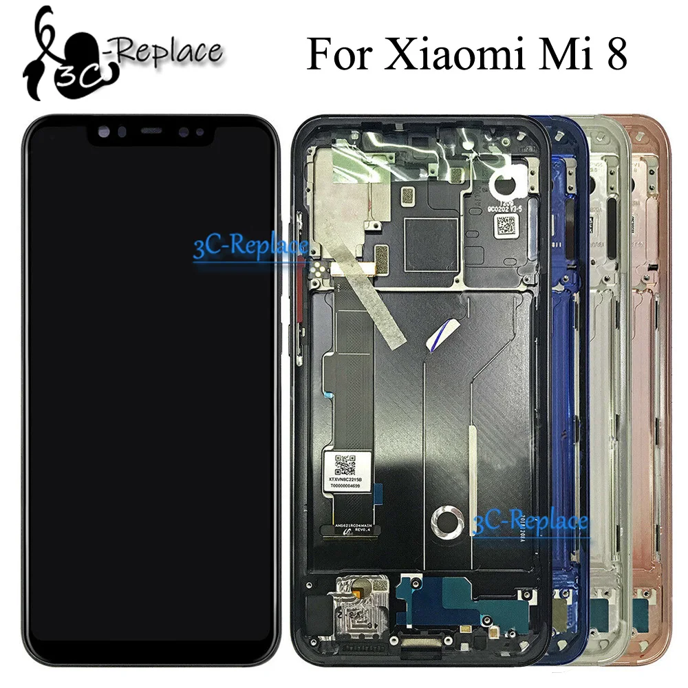 

Black/Blue/Gold/Silver 6.2 inch For Xiaomi Mi 8 MI8 LCD Display Digitizer Touch Screen Assembly Replacement With Frame