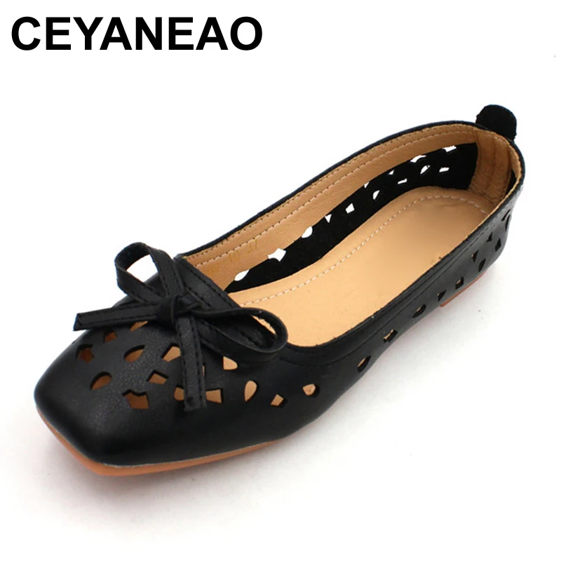 

CEYANEAO New; fashionable women's shoes; ballet flats on a flat sole with a bow bow; big sizes; women's shoes with a flat sole