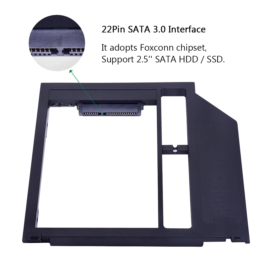 Chiapal Foxconn чип SATA 3,0 2nd HDD Caddy 9 мм 9,5 мм корпус жесткого диска SSD чехол для Apple Macbook Pro Air SuperDrive Optibay