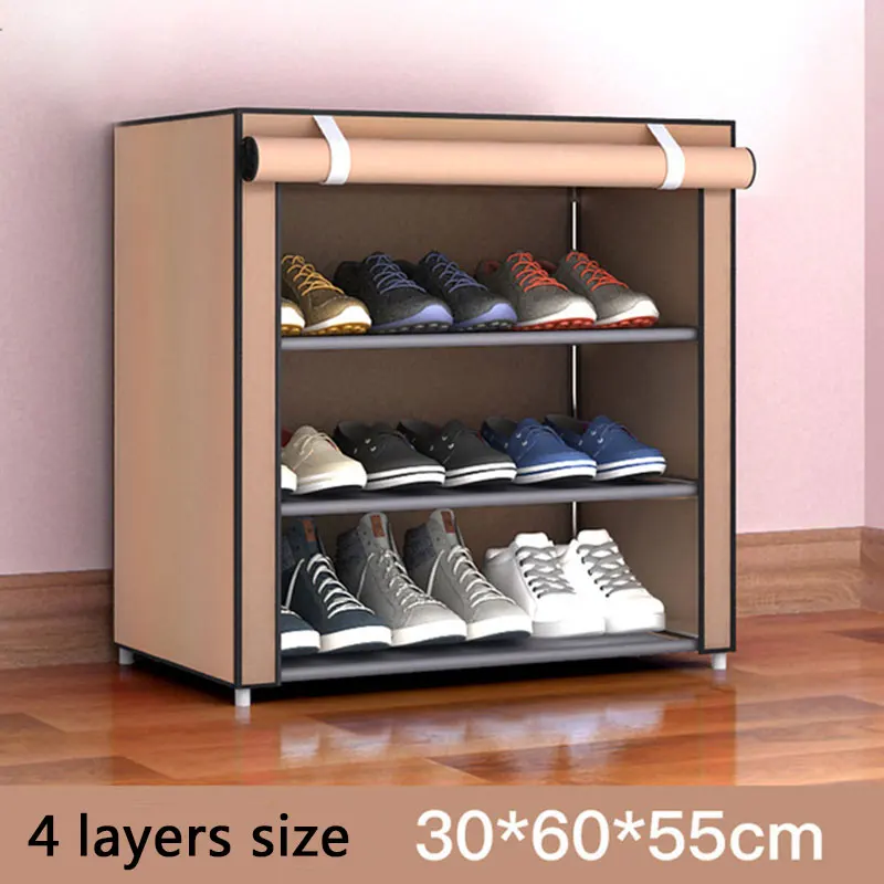 متعددة طبقة DIY رف أحذية قابل للطي الغبار تخزين خزانة خذاء عنبر صغير حذاء رف القماش الأحذية تنظيم مجلس الوزراء