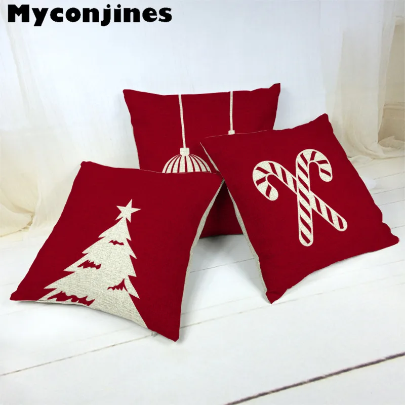 

Christmas Picture Cotton Almofadas 45Cmx45Cm Square Houseware Home Decor Pillow Case Decorating 1 Side Printing Fundas