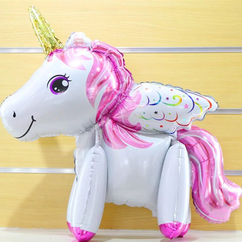 1 шт. прогулочный Единорог воздушный шар Розовая маленькая лошадь фольги Воздушные шары День рождения украшения для взрослых детей неоновые Стикеры - Цвет: pink1