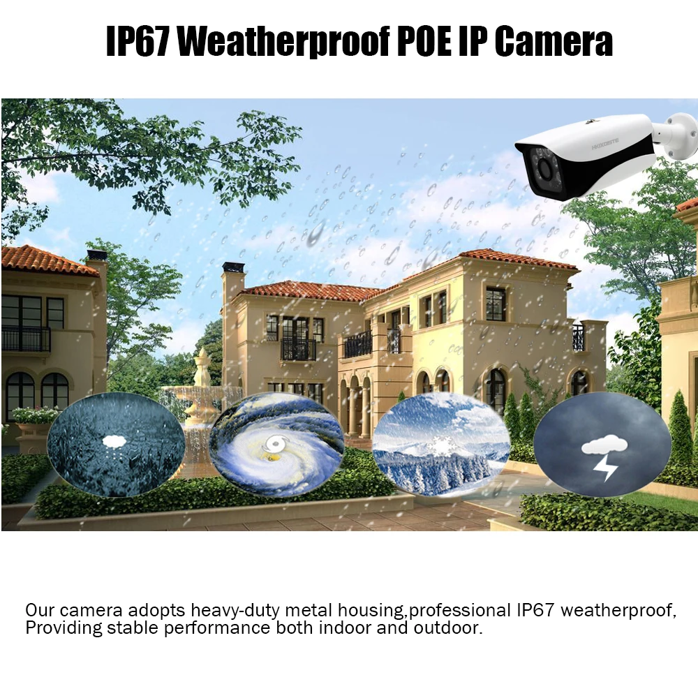 HKIXDISTE H.265 8CH POE 48 в 5MP NVR комплект с 8 шт. камера 3 6 мм объектив CCTV IP67 система облачная