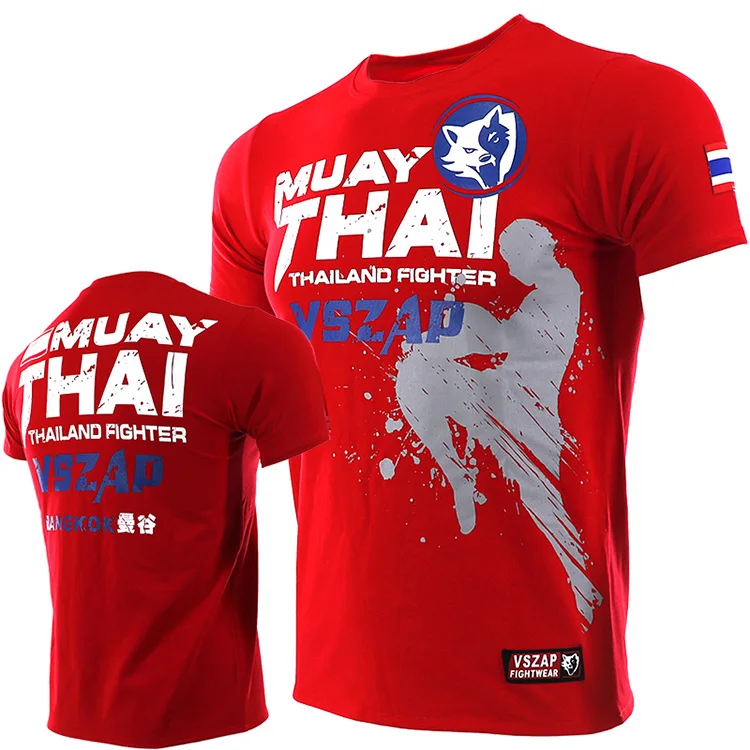 Luvas de Boxe T-camisa de Combate Aptidão de Artes Mma de Transmissão de Esportes dos Homens de Manga Vszap Combate Tailandês Muay Thai Curta Marciais