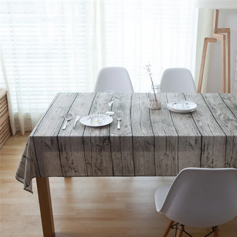 Table Cloth Dining Tablecloth Retro Soft Cotton And Linen Wood Grain Simulation Bark Cloth  #4A03 (6)