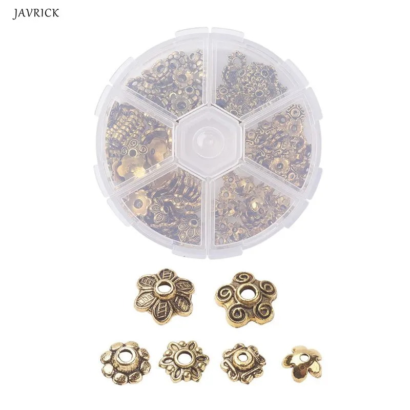 

180 Pcs Tibetan Alloy Flower Petal Bead Caps Spacers for Jewelry Making 6 Colors
