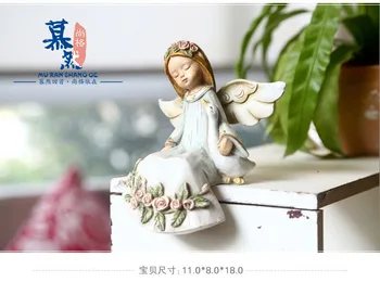 

Lovely Handmade Painted Pastoral Small Angel Girl Doll Ornament Children Room Decoration Kid Gift