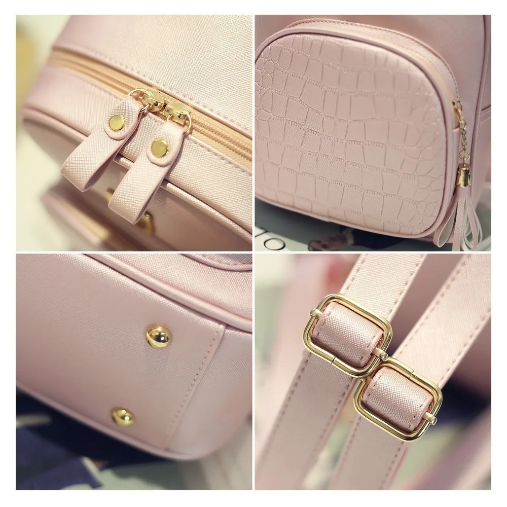 Herald de las mujeres de la moda Casual Mochila mujer bolso con borla de cuero de calidad piedra bolso de escuela adolescente chicas Mochila Herald de las mujeres de la moda Casual Mochila mujer bolso con borla de cuero de calidad piedra bolso de escuela adolescente chicas Mochila