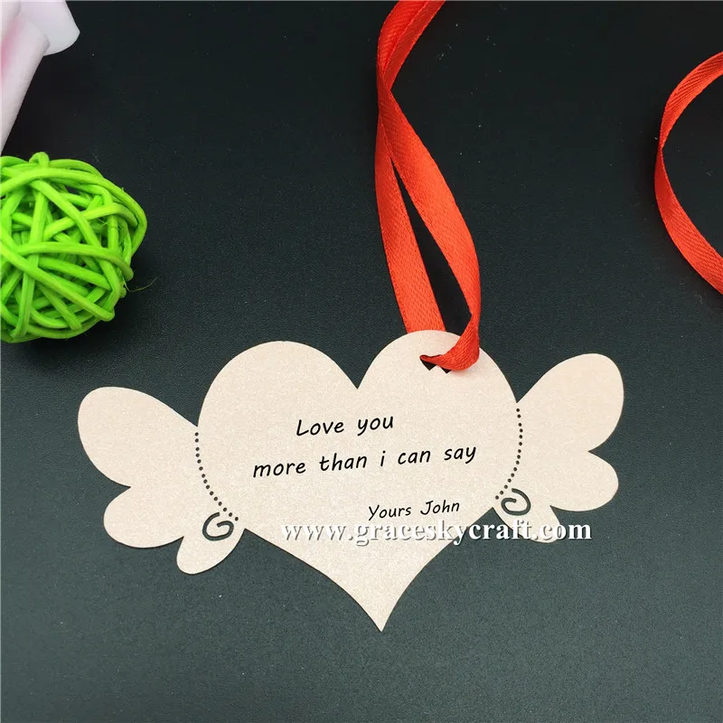 

50Ppcs NEW free shipping Laser Cut Name Place Paper Card Hang Tag Name Card Wedding Favors Party Decoration Love Heart Book Mark