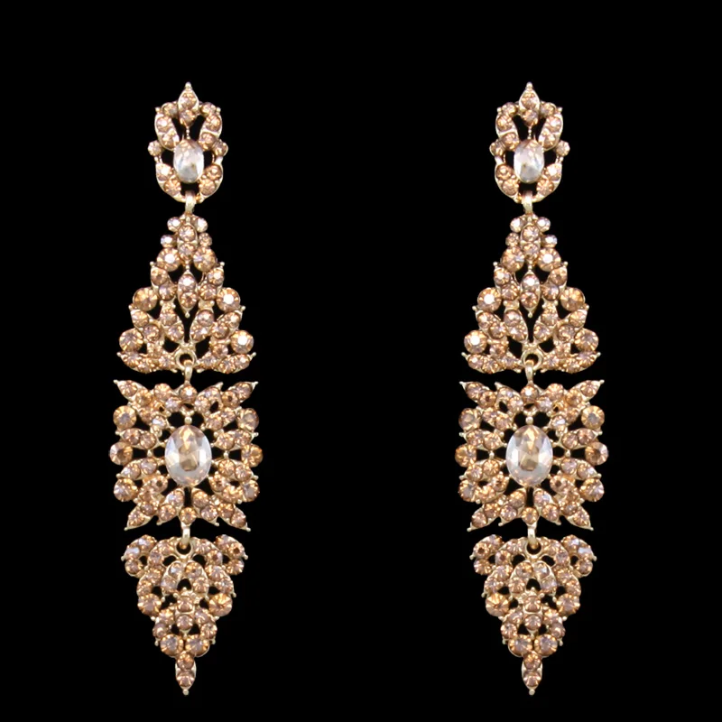 Flola Rhinestone Chandelier Earrings For Women Party Wedding Flola Rhinestone Chandelier Earrings For Women Party Wedding Gold Long Fashion Jewelry Gift Ersh67 In Drop From