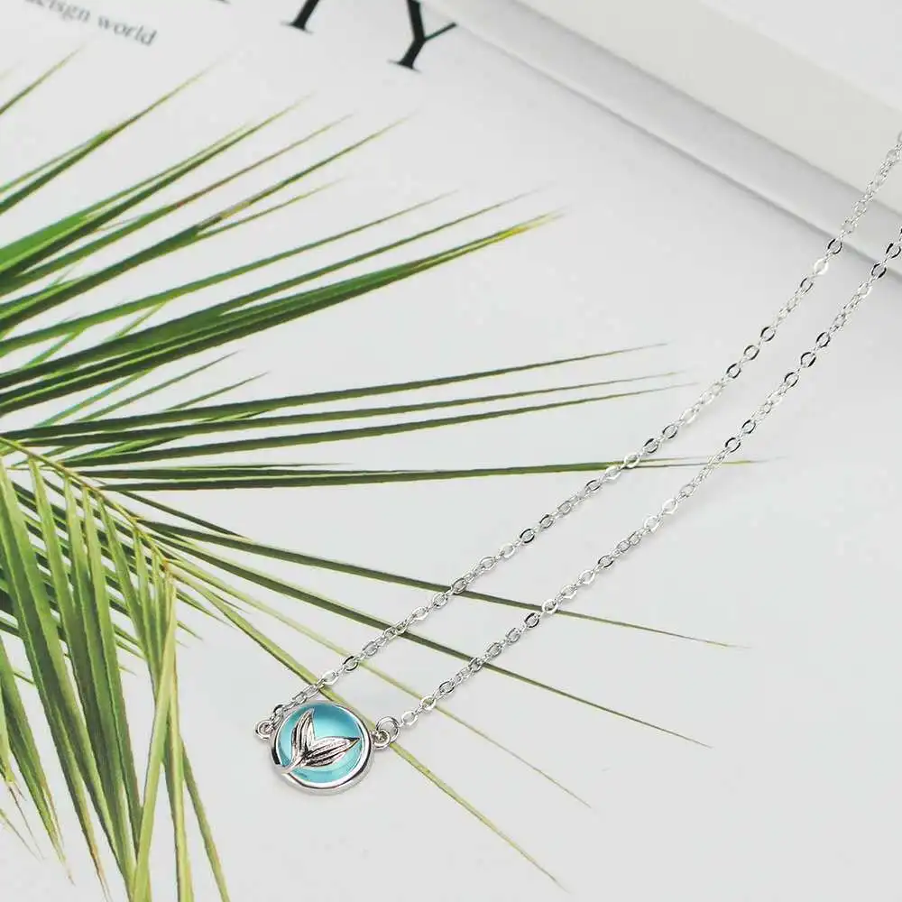 Mermaid foam bubble design crystal necklace s925 silver mermaid tail Blue pendant necklace for women elegant jewelry gift11