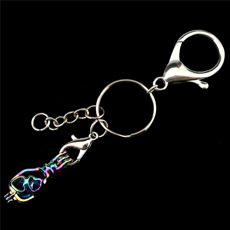 

Y-C539 Rainbow Silver Color Cage Keyrings Wishing Bottle Beads Cage Key Chains Split Rings DIY Car Keychain Accessory
