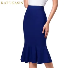 Kate Kasin OL, офисные юбки, Женская облегающая юбка миди, элегантная юбка-карандаш с оборками, Юбки Русалки, вечерние, для торжественных случаев, Jupe