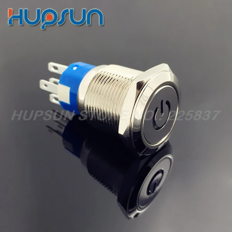 

3pc waterproof flat NC NO 12v 220v 5a LED power button engine start button start stop button 19mm push button switch latching