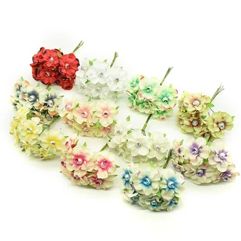

6pcs silk Diamond flower fake Cherry blossoms for home wedding decor accessories Handmade diy gifts christmas artificial flowers