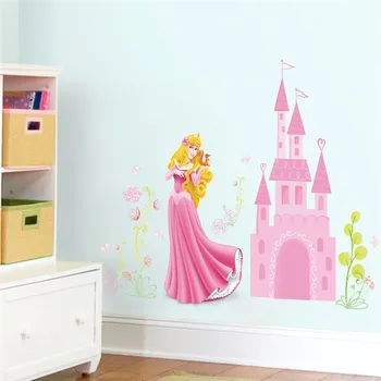 

Garden Beauty Princess Castle Tree Flower Floral Plant Height Measure Wall Sticker For Kids Room Butterfly House Home Decoration