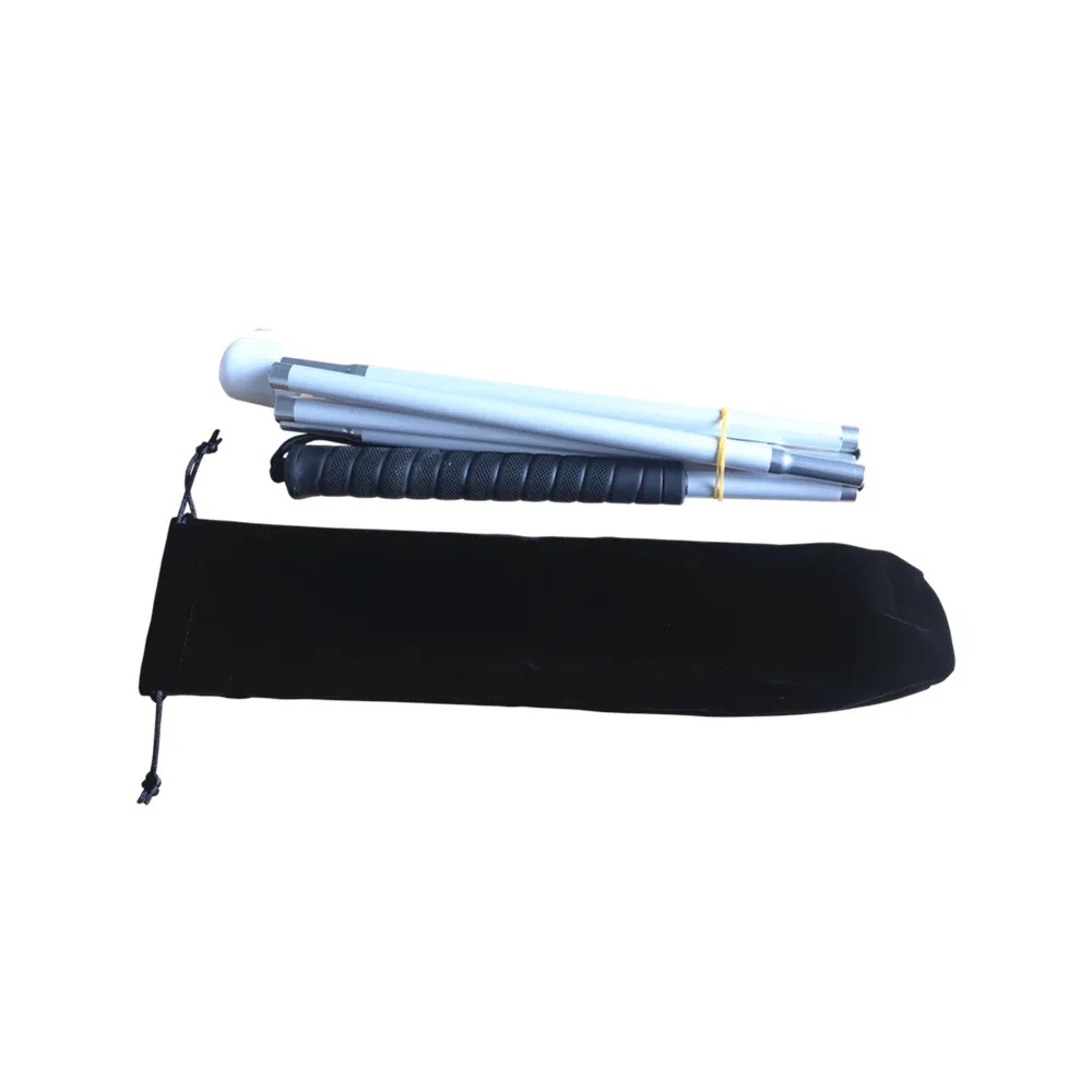 125cm-155cm, Aluminum mobility folding White Cane with Black Handle for the blind (folds down 6 sections) 6