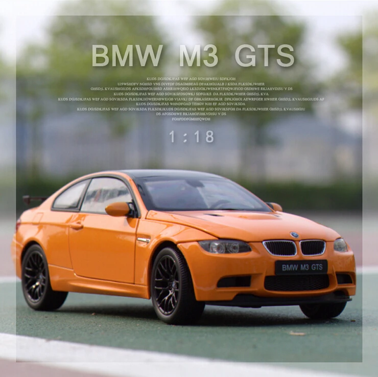 1:18 Toy Diecast Model Car Orange M3 GTS High Quality 1/18 Hot Sale Diecastfactory Gift For Kids and Collection |