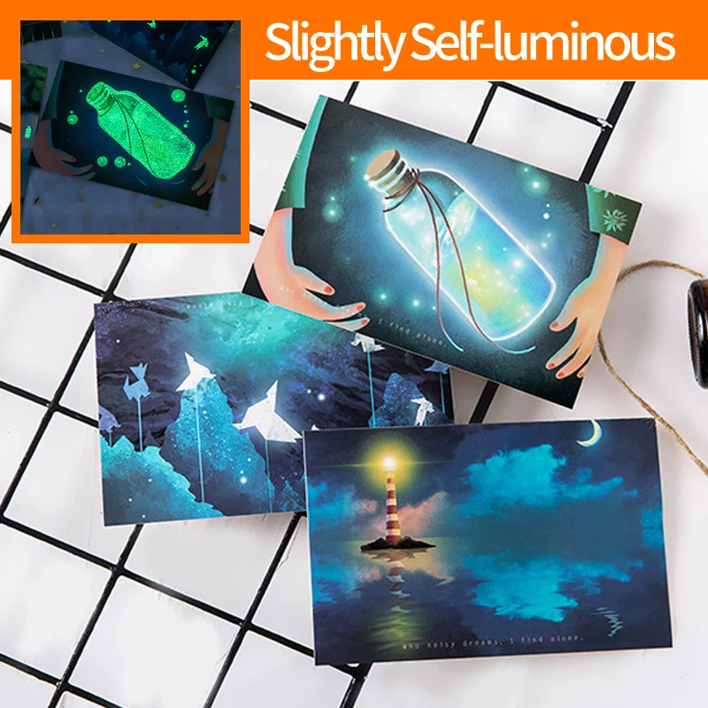 30Sheets/Set Slightly Self-luminous Looking for Light Luminous Card Postcard Greeting Message Card Christmas and New Year Gifts