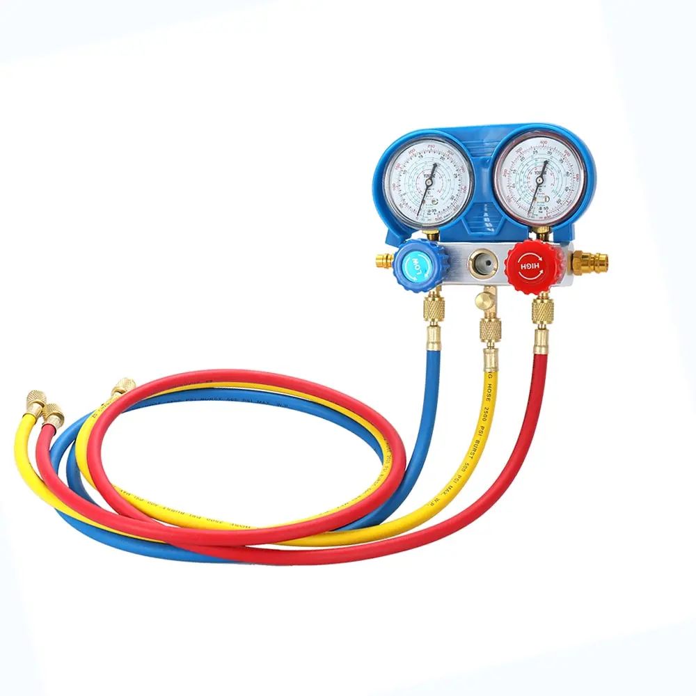 

Car Air Conditioning Refrigerant Freon Double Valve Pressure Gauge Diagnostic Repair Tool Kit Tester