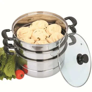 Пароварка трехуровневая из нержавеющей стали с двойным дном 26 см|kitchen steamer|steamer