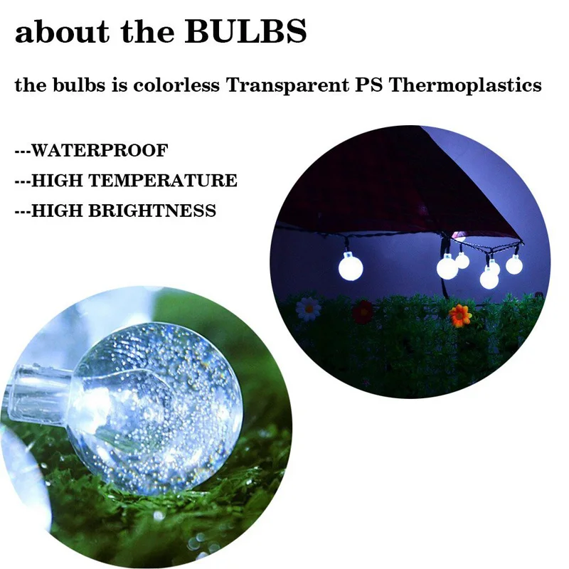 Christmas Solar String Light 20ft 30LED Fairy String Lights Bubble Crystal Ball Light Decorative Lighting for Garden Led Garland (12)