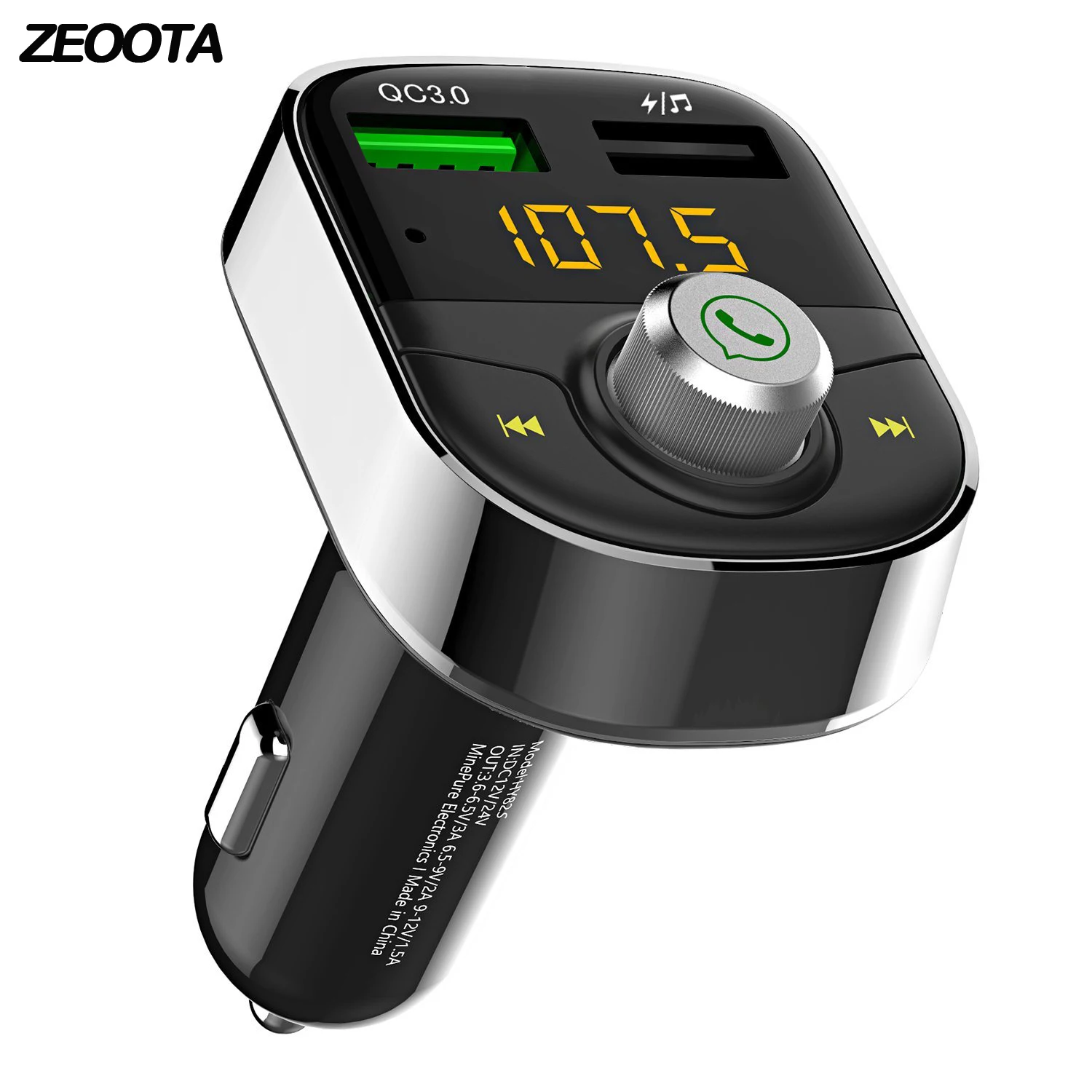 

Fast Quick Charge 3.0 USB Car Charger Wireless Bluetooth FM Transmitter Radio Adapter Hands Free Calls for Car,iPhone,Samsung