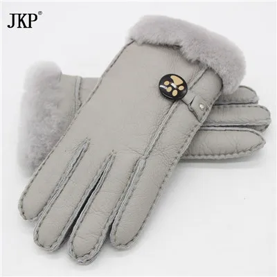 JKP русские дамские перчатки модные толстые теплые перчатки Овчина кожа натуральная шерсть подкладка разные цвета варежки ST-03 - Цвет: B