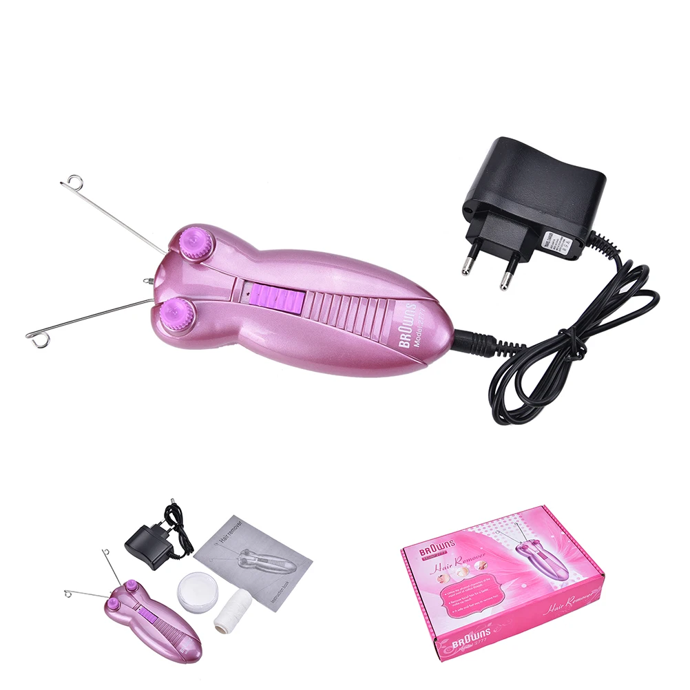 

1Set Defeatherer Epilator Body Face Electric Hair Remover Thread Pink Facial Cotton Shaver For Women