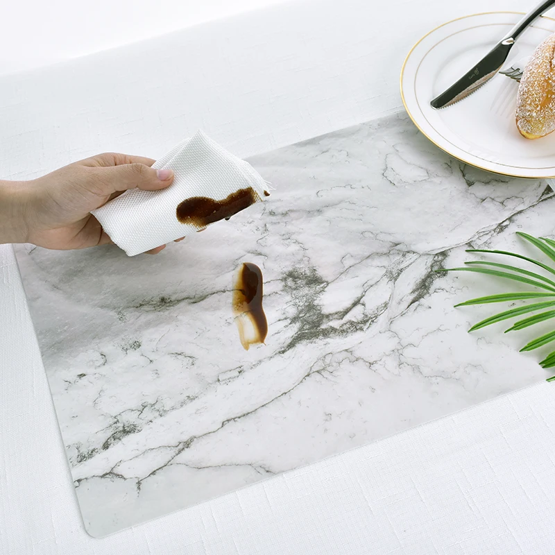 

Placemat Marble Pattern Stripe PVC Mat Table Mats Plate Dish Pads Non-Slip Dishware For Kitchen for Dining Table Decoration