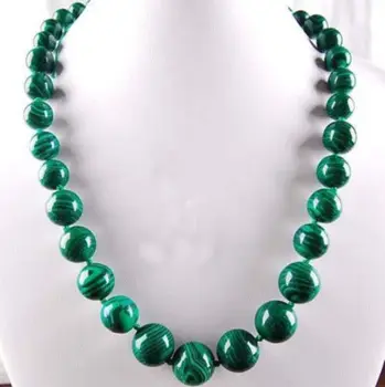 

Women Gift word Love real 6-14mm Green Gorgouese Malachite Gem Round Beads Necklace 18" real Natural Gems stone