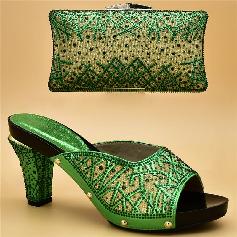 

Shoes and Bag Sets for Women Rhinestone Women Wedding Shoes High Quality Slip on Shoes for Women High Heels Women Summer Shoe