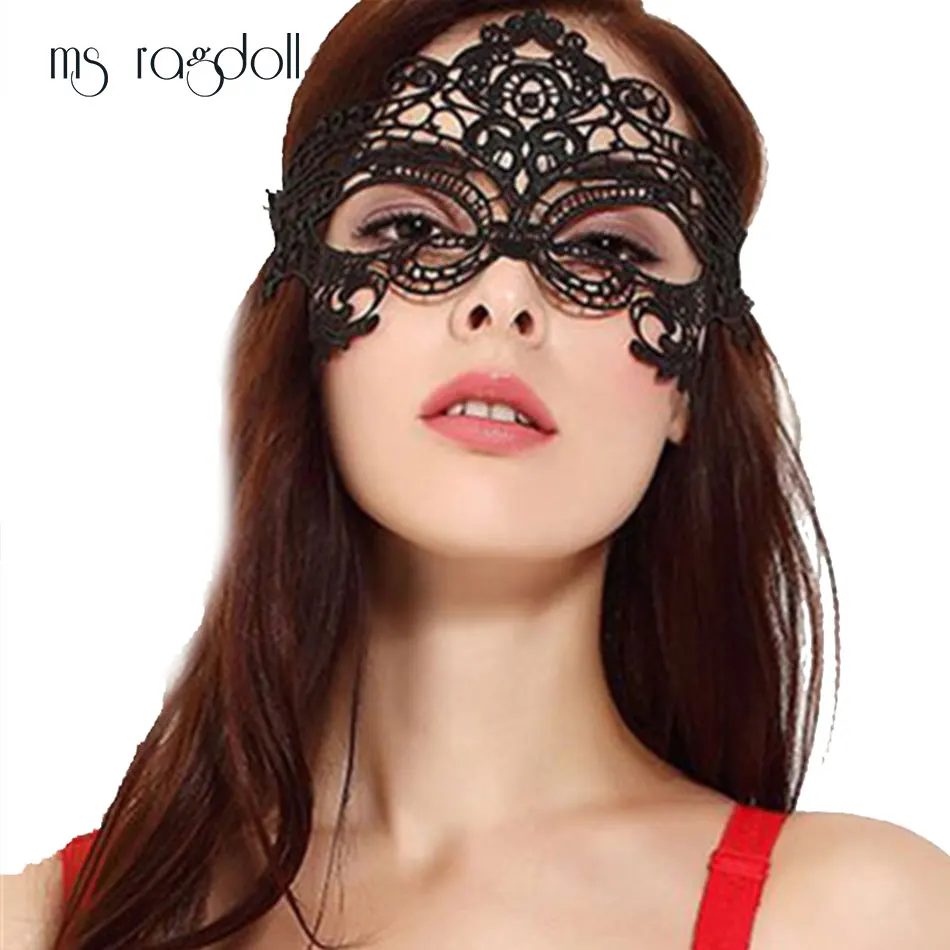 Sexy Babydoll Porn Lingerie Sexy Black/White/Red Hollow Lace Mask