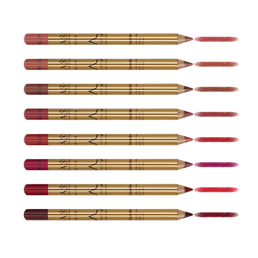 8 цветов/набор стойкая к поту стойкая без затенения карандаш для губ контурная ручка легко цветные Lipliners SET