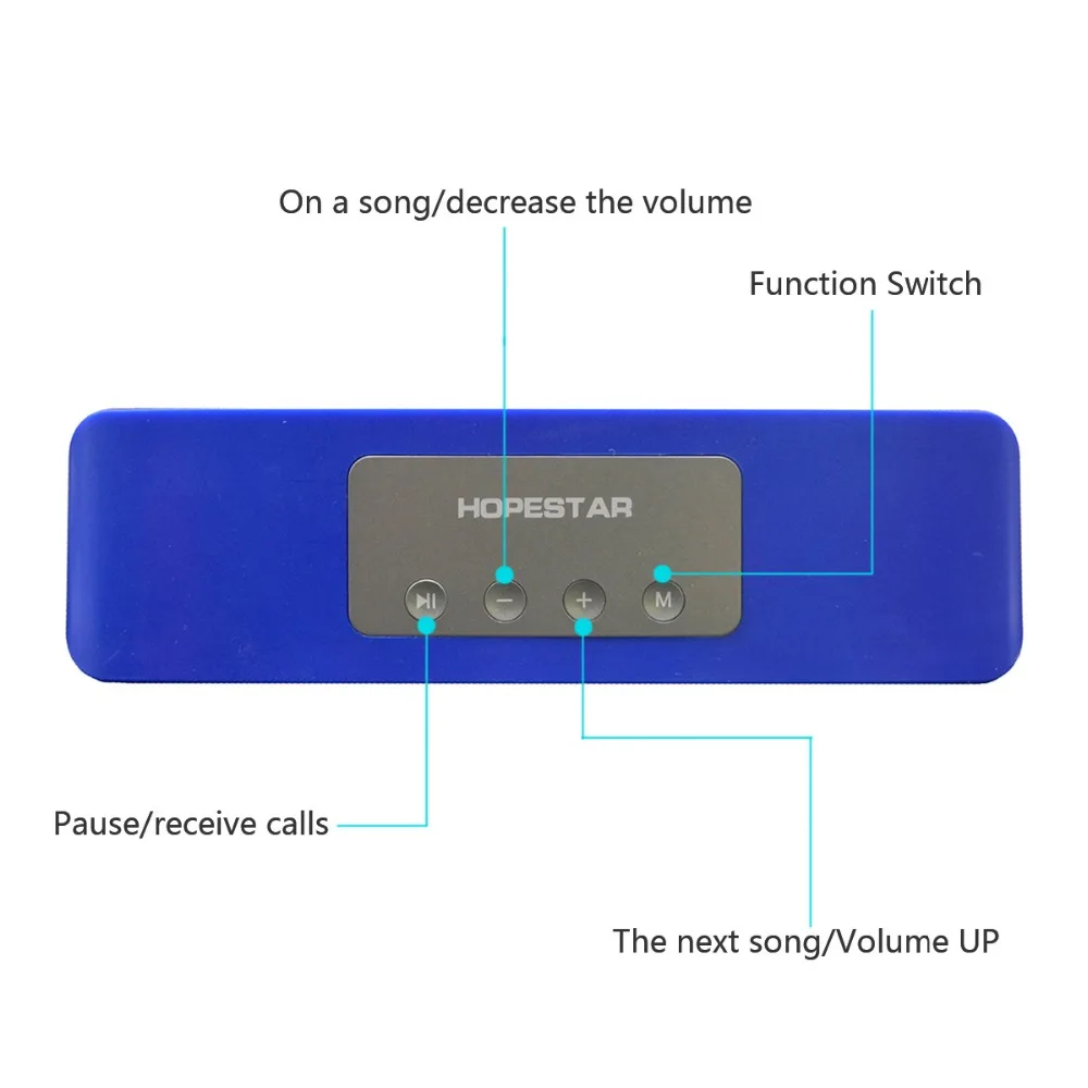 HOPESTAR 16 Вт большой мощности открытый беспроводной стерео Bluetooth динамик 2400 мАч Внешний аккумулятор басовый сабвуфер с микрофоном TF FM для телефонов ПК