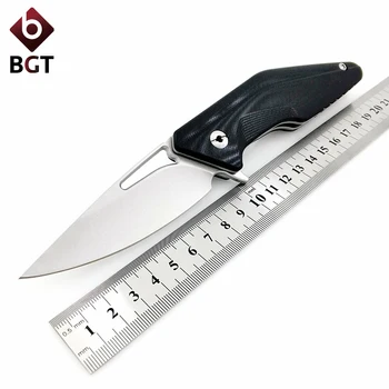 

BGT D2 Steel Tactical Flipper Folding Knife G10 Handle Survival EDC Tools Camping Combat Pocket Hunting Knives Bearing System