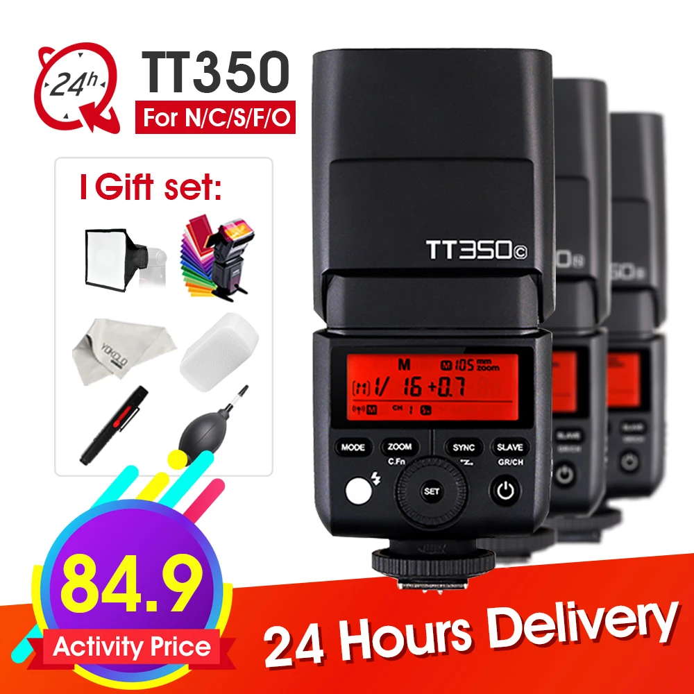 

Godox Mini Speedlite TT350 Camera Flash 2.4G HSS 1/8000s TTL HSS GN36 for Canon Nikon Sony Olympus Panasonic Fujifilm + Gifts