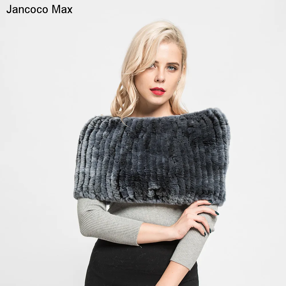 Jancoco Max 2019 новые зимние натуральная кролика рекс шаль женский шейный платок мягкой Одежда высшего качества шарф шеи Теплый S7127