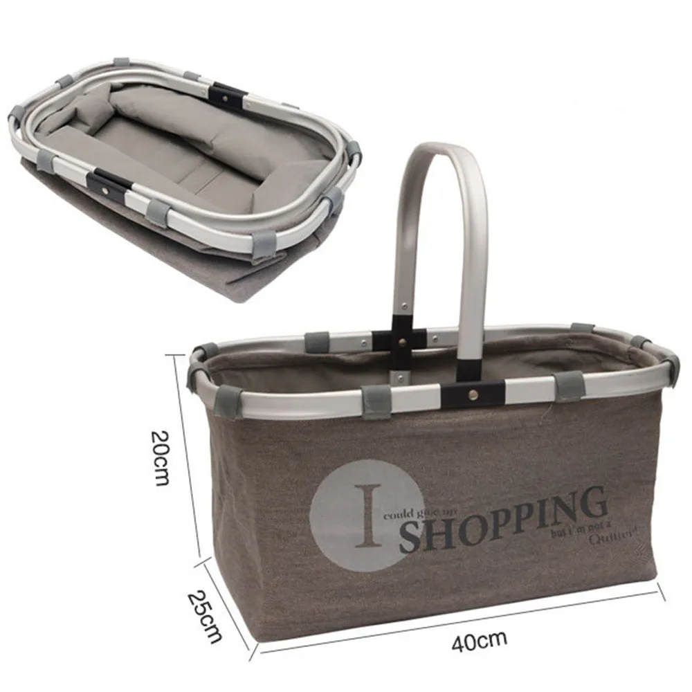 Складная эко корзина для покупок сумка для переноски складное алюминиевое рамка складные ручки корзины для хранения Пикник Оксфорд Лагерь Корзина 1 шт