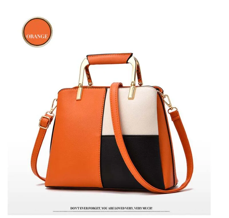 2018 New fashion color matching handbags wild medium large capacity ladies shopping office female Messenger bag shoulder bag     (15)