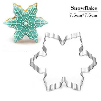 

Snowflake Christmas Cookie Tools Cutter Mould Biscuit Press Icing Set Stamp Mold Stainless Steel Cake Decorating Tools Kitchen