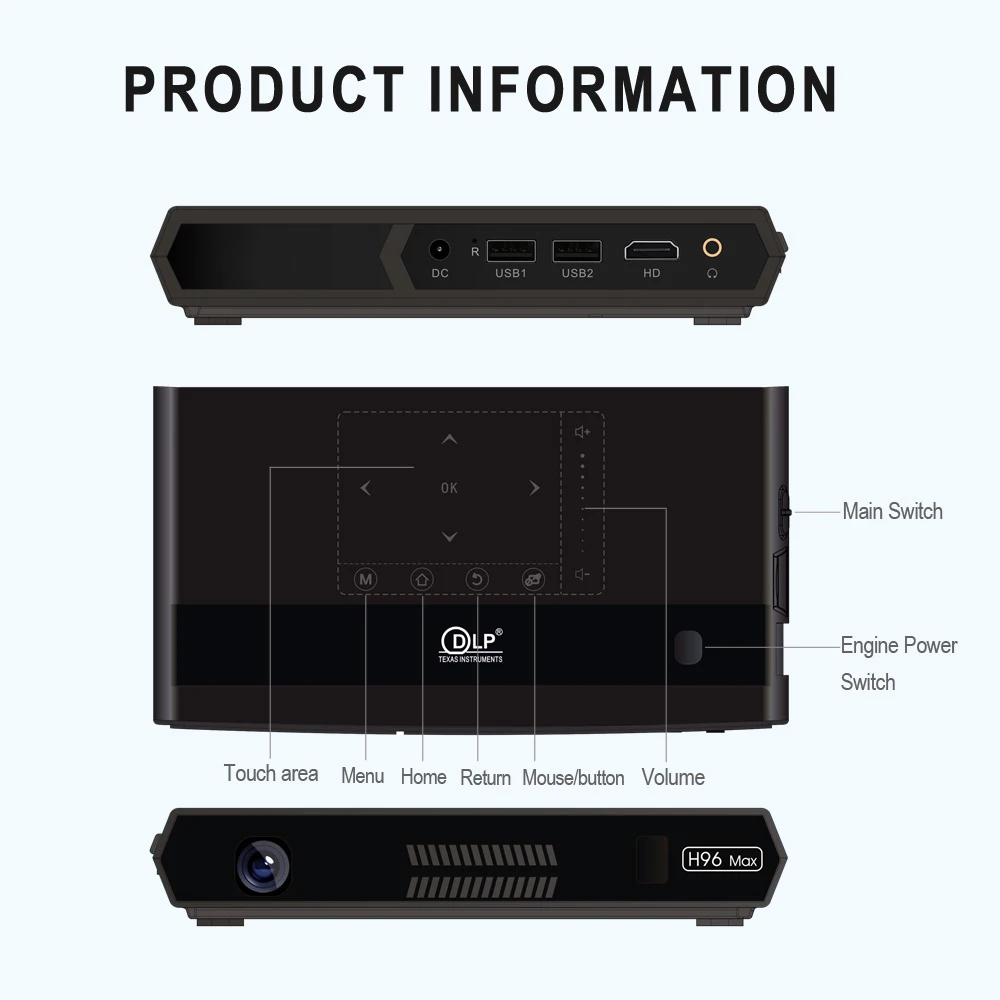 Vivicine 4K мини-проектор H96 Max, Android WiFi светодиодный проектор для домашнего кинотеатра, HDMI USB PC видео игра мобильный проектор