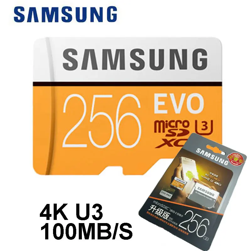 Samsung карт Micro SD tarjeta карты памяти 64 ГБ 128 256 картао де memoria SDXC UHS 1 4 К HD Class10 TF для
