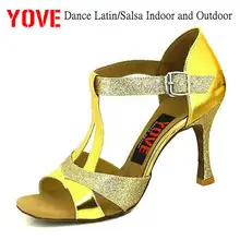 YOVE стиль w167-8 танцевальная обувь Бачата/Сальса крытый и открытый Женская танцевальная обувь