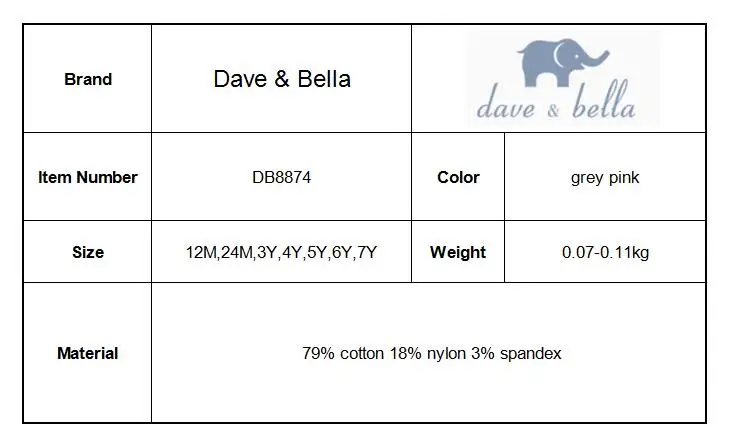 DB8874 dave bella/осенне-зимние брюки в стиле Лолиты для маленьких девочек; детские колготки